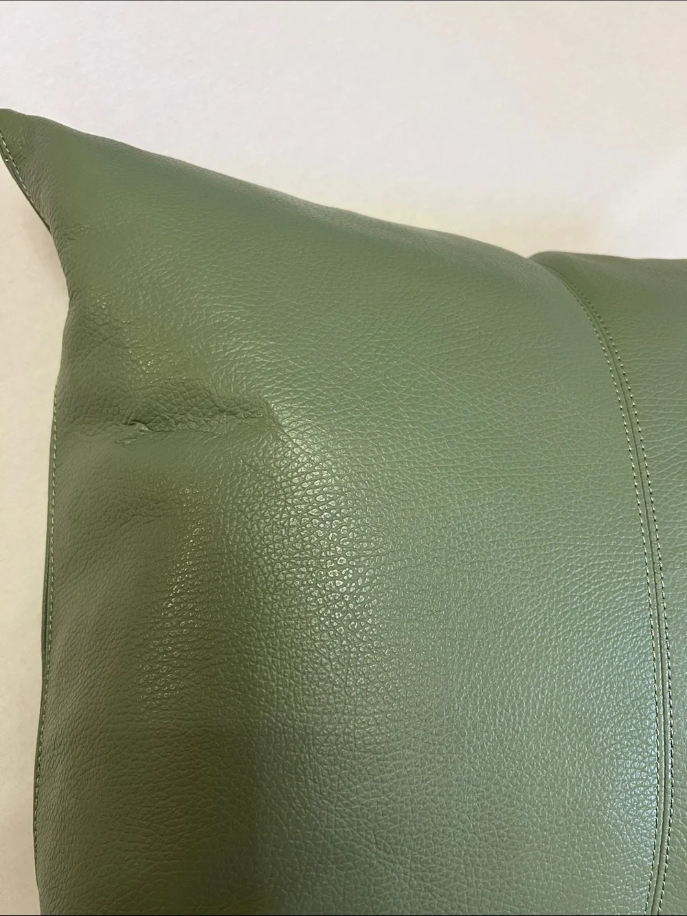 GARUGLIERI FIRENZE Green Italian Leather Throw Pillow 20x20 Duck Feather Fill